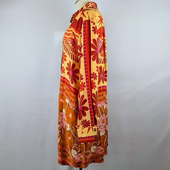 FARM Rio Button Front Long Sleeve Oversized Forest Mixed Scarves Multi M NWT - Picture 10 of 16